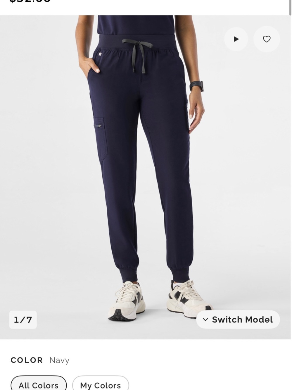 FIGS Zamora Jogger Scrub Pant Navy